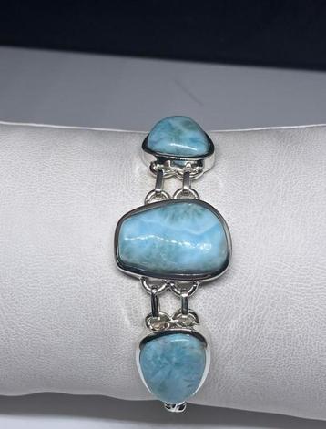 Zilveren armband (925) van 19 cm met larimar beschikbaar voor biedingen
