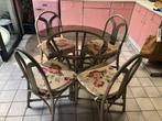 Rotan tafel + 4 stoelen, Ophalen, Zo goed als nieuw, Rotan