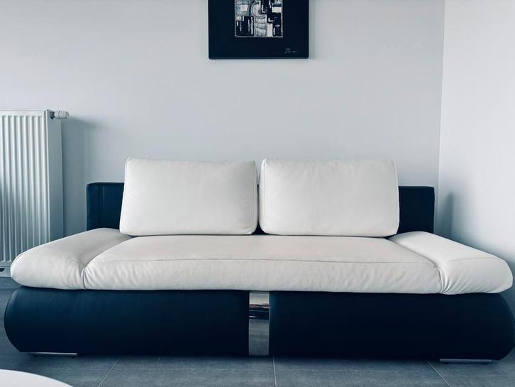 Zetel slaapbank zwart wit design, Huis en Inrichting, Zetels | Zetels en Chaises Longues, Gebruikt, Ophalen