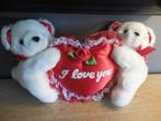 Valentijn knuffel hart met 2 beren I love you, Kinderen en Baby's, Speelgoed | Knuffels en Pluche, Ophalen of Verzenden, Beer