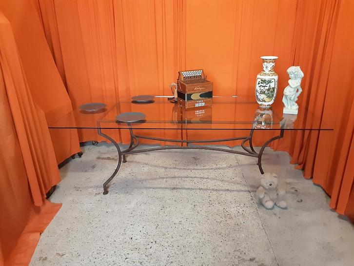 table design table verre décoration magasin verre métal, Antiquités & Art, Curiosités & Brocante, Enlèvement