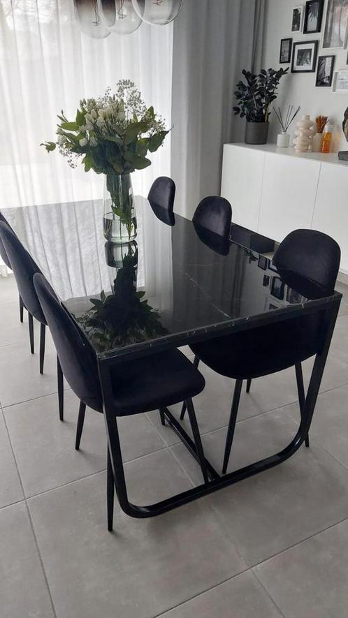 Zwart marmer eettafel 180 x 90 x 74cm, Huis en Inrichting, Tafels | Eettafels, Zo goed als nieuw, Ophalen