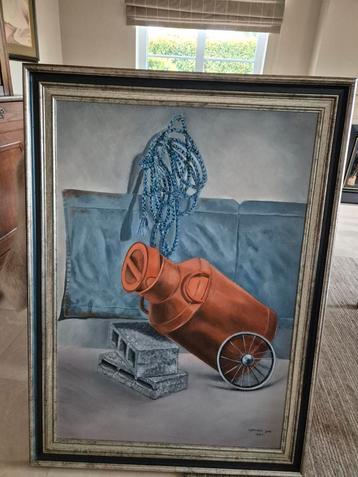 Surrealisme vintage schilderij  beschikbaar voor biedingen
