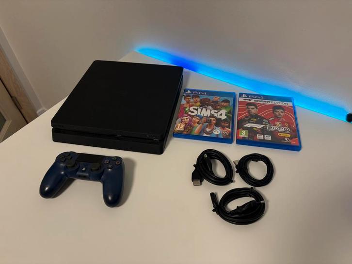 Playstation 4 Slim + 1 Controller + 2 Games, Games en Spelcomputers, Spelcomputers | Sony PlayStation 4, Zo goed als nieuw, Slim