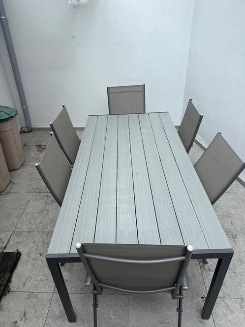 Tuintafel + 6 stoelen, Tuin en Terras, Tuintafels, Rechthoekig, Hout, Ophalen