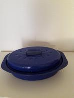 Ovenschaal in emaille blauw H 11 cm L  34 cm in zeer mooie s, Huis en Inrichting, Keuken | Potten en Pannen, Nieuw, Overige materialen