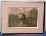 Molen - Oude schilderij - Olie op doek - Gesigneerd, Antiek en Kunst, Ophalen of Verzenden