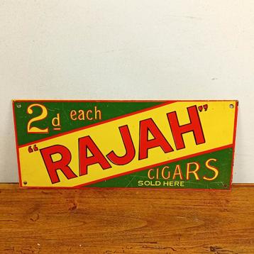 Panneau d'affichage en émail Rajah des années 1950, Enlèvement ou Envoi, Comme neuf, Panneau publicitaire
