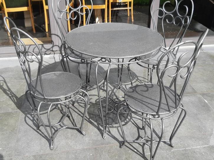 smeedijzeren tuinset, Tuin en Terras, Tuinsets en Loungesets, Tuinset, 4 zitplaatsen, Ophalen