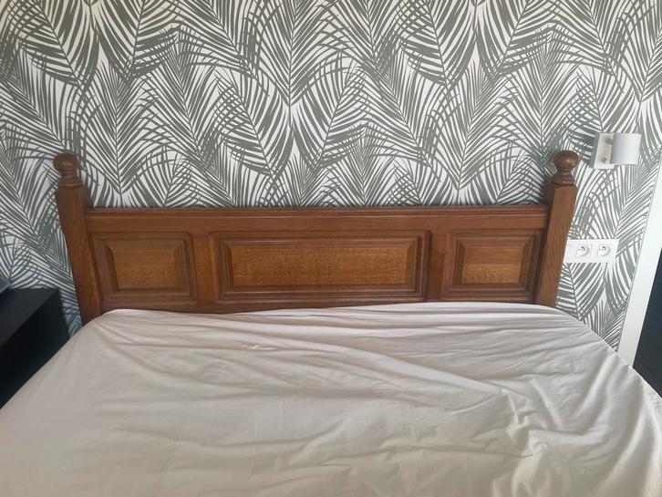 Massief eiken bed 140 x 200, Maison & Meubles, Chambre à coucher | Lits, Utilisé, Deux personnes, 140 cm, 200 cm, Bois, Brun, Enlèvement