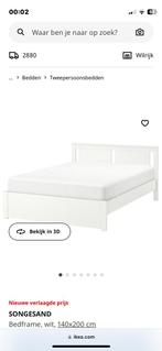 Bed 140x200 IKEA, Utilisé, Enlèvement ou Envoi, Blanc, 190 cm ou moins