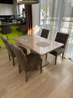 Eettafel met 4 stoelen, Maison & Meubles, Tables | Tables à manger, Comme neuf, Rectangulaire, 50 à 100 cm, Enlèvement