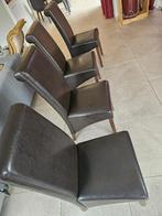 set van 4 stijlvolle zwarte lederen eetkamerstoelen, Huis en Inrichting, Stoelen, Ophalen, Bruin, Klassiek, Leer