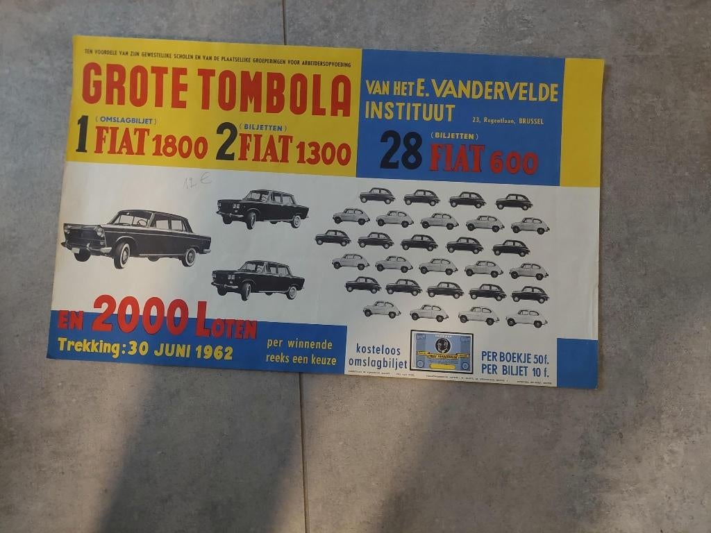 affiche Fiat 1800, Fiat 1300, Fiat 600, Envoi, Comme neuf