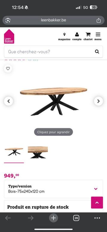 Grande table de salle à manger -Trevor- bois massif (240 cm) beschikbaar voor biedingen
