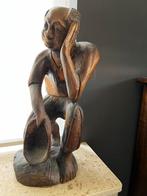 Houten beeld denker, Antiek en Kunst, Ophalen