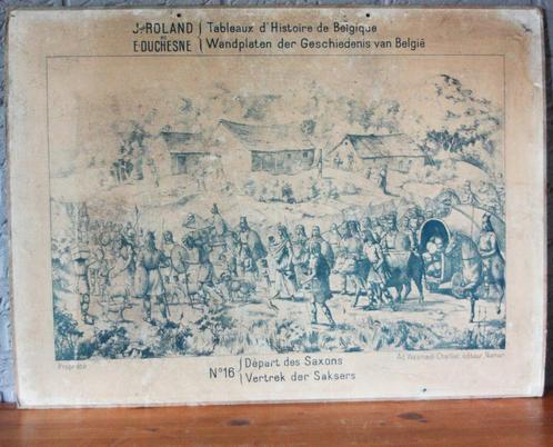 Schoolplaten / Wandplaten Der Geschiedenis Van België, Antiek en Kunst, Antiek | Schoolplaten, Geschiedenis, Ophalen of Verzenden