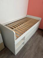 Eenpersoons bed met schuiven en matrasbodem SLÄKT, Huis en Inrichting, Slaapkamer | Bedden, Ophalen, 90 cm, Eenpersoons, Wit