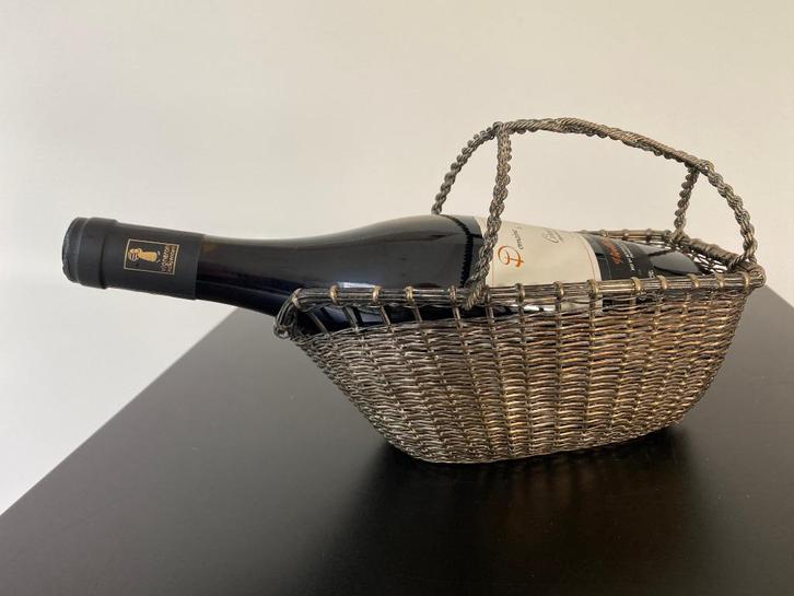 Vintage Wijnfleshouder Metargent 50's, Antiek en Kunst, Curiosa en Brocante, Ophalen of Verzenden