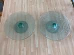 2 glazen taartplateaus, Ophalen