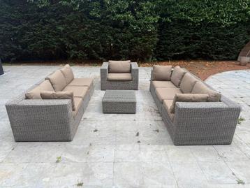 Rotan loungeset zo goed als nieuw!, Rotin, Chaise, Comme neuf, Enlèvement