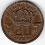 België : 20 Centimes 1962 Frans Slechts 410.000 Ex Morin 732, Ophalen of Verzenden, Brons, Losse munt
