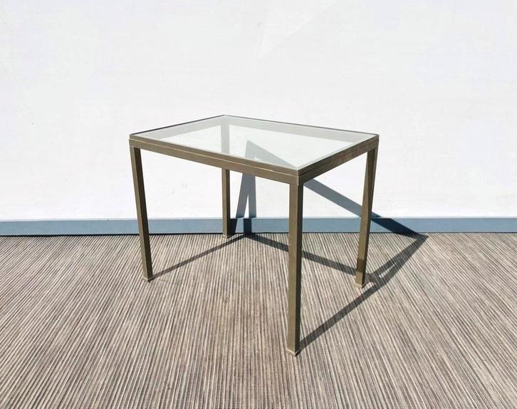 Table basse acier brossé # Vintage 70s # Bijzettafel, Maison & Meubles, Tables | Tables d'appoint, Utilisé, Rectangulaire, Métal ou Aluminium