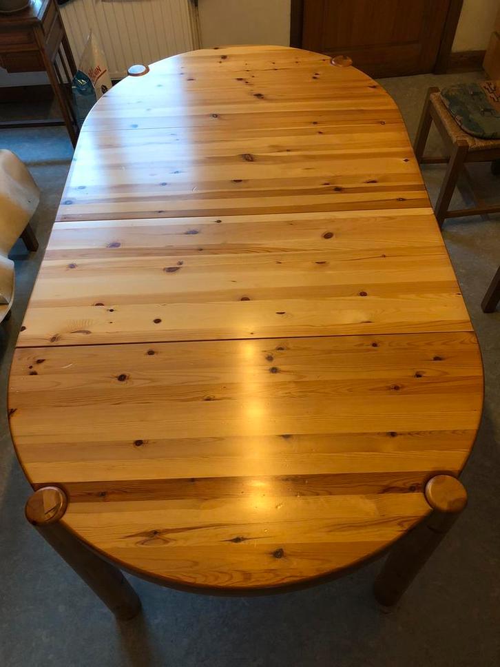 Table en pin massif + 6 chaises en chêne clair, Huis en Inrichting, Tafels | Eettafels, Gebruikt, Vijf personen of meer, Rond