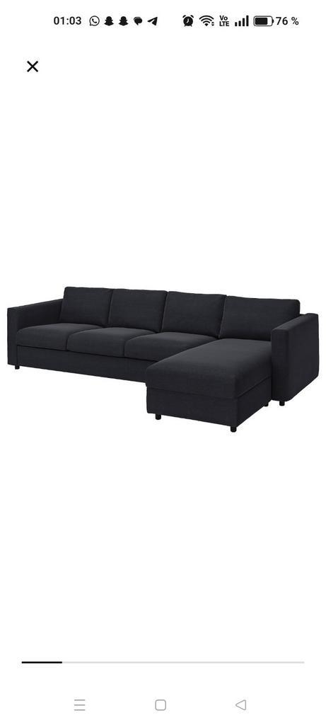 Canapé d'angle Vimle avec méridienne bleu marine, Huis en Inrichting, Zetels | Zetels en Chaises Longues, Zo goed als nieuw