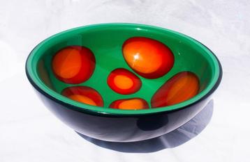 Unieke vintage glazen schaal mid 1990s, italiaans design beschikbaar voor biedingen
