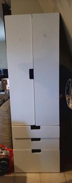 Witte kledingkast met hangruimte + 3 lades + spiegel, Ophalen, Eikenhout, 50 tot 100 cm, Zo goed als nieuw