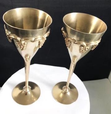 Kelken bruidsbekers in massief messing H 22 ✨💑🍷🤗🎁👌 beschikbaar voor biedingen