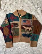 Vintage Ralph Lauren Country handgebreide wollen cardigan L, Kleding | Heren, Maat 52/54 (L), Beige, Ralph Lauren, Ophalen of Verzenden