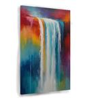 Abstracte kleurrijke waterval canvas 60x90cm - 18mm., Antiek en Kunst, Verzenden