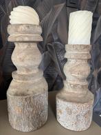 2 robuuste houten kandelaars, Ophalen of Verzenden, Gebruikt