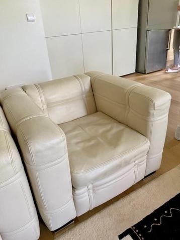 Fauteuil cuir crème 1 personne Rochebobois beschikbaar voor biedingen