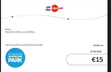 2 Waardebonnen 30€ totaal Ice Mountain Adv Park te Komen beschikbaar voor biedingen