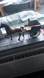 Bronzen paard met kar., Ophalen of Verzenden