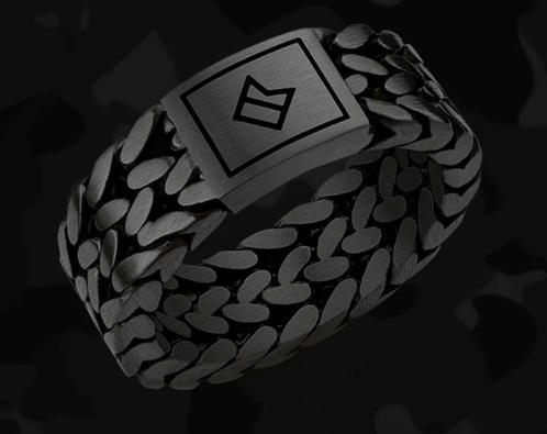 RING CAPTAIN ALPHA SIERRA MET 60%KORTING! 💯%NIEUW!, Handtassen en Accessoires, Ringen, Nieuw, Heer, 19 tot 20, Zwart, Ophalen of Verzenden
