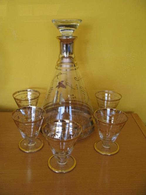vintage karaf + glazen, Antiek en Kunst, Antiek | Glaswerk en Kristal, Ophalen of Verzenden