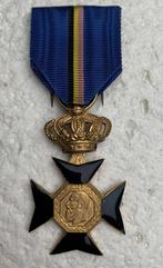 Medaille, Nat Ver Militair Veteraan Leopold-II, 1865-1909, Verzamelen, Ophalen of Verzenden, Landmacht, Lintje, Medaille of Wings