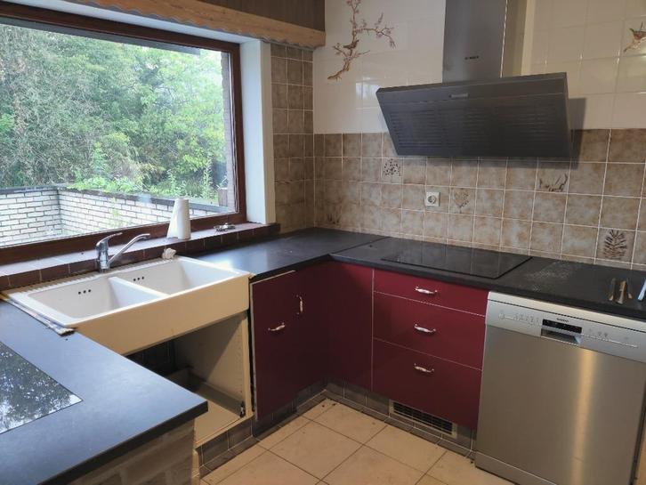 Keuken, Huis en Inrichting, Keuken | Complete keukens, Gebruikt, U-keuken, Rood, Composiet, Hoogglans of Gelakt, Ophalen