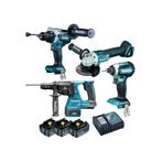 Makita 4-machinepakket met 3 batterijen + oplader, Doe-het-zelf en Bouw, Ophalen of Verzenden