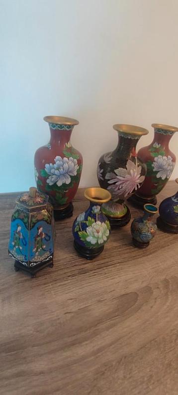 11 Vintage Chinese cloisonne met voet stuk in totaal  beschikbaar voor biedingen