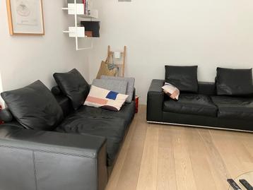 Salon leder design zwart 2,5 + 2,5 zit beschikbaar voor biedingen