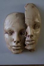 Sculptuur gezicht man vrouw vintage handgemaakt werk, Ophalen of Verzenden