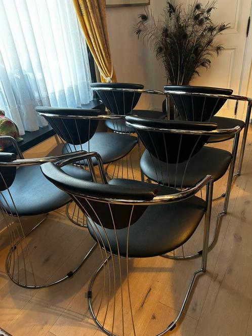 EFFEZETA **Prachtige Italian design Chroom eetkamerstoelen**, Huis en Inrichting, Stoelen, Ophalen