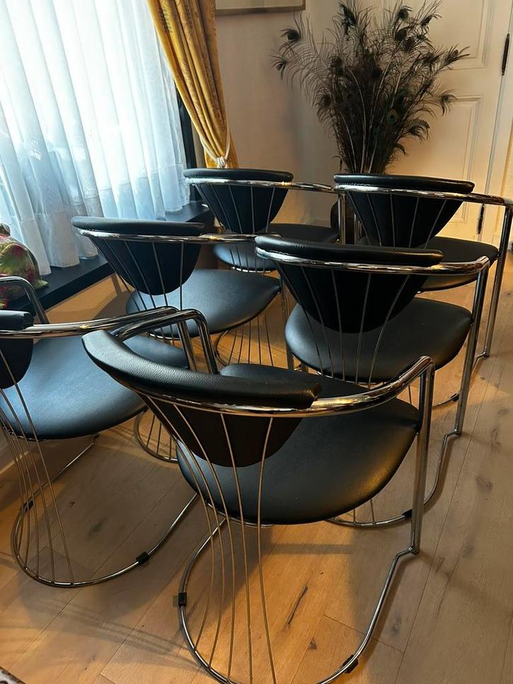 EFFEZETA **Prachtige Italian design Chroom eetkamerstoelen**, Huis en Inrichting, Stoelen, Ophalen