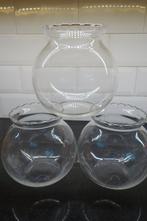 3 leuke glazen vazen/windlichten met golvende bovenrand, Enlèvement, Neuf