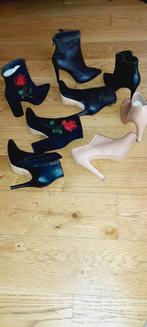 4Superbes paires bottines à talons noir/marron/beige/cuir 35, Nieuw, Zwart